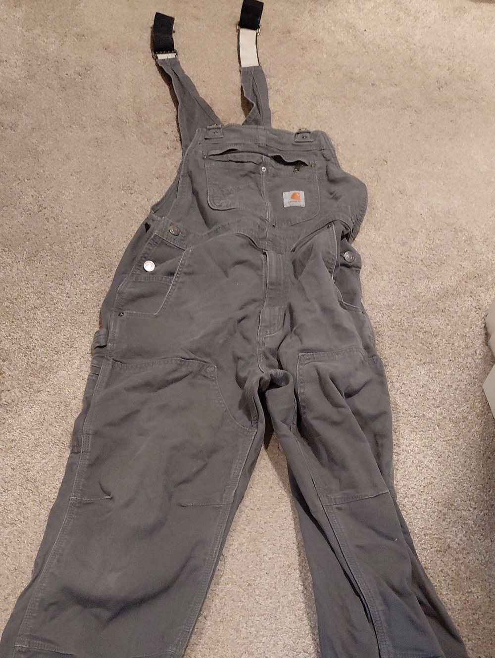 Carhartt Men Gray Canvas Bib Overalls